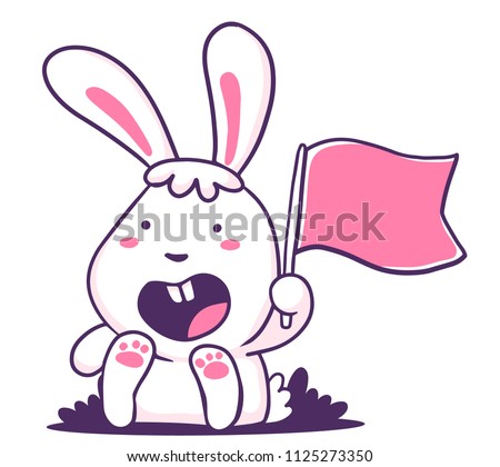Download Vector Illustration Lovely Cartoon White Rabbit Stock ...