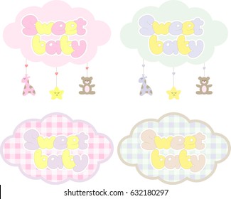 Vector illustration of lovely cloud in pastel colors for baby girl and baby boy design.
