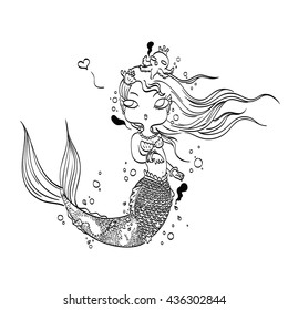Beautiful Mermaid Vector Illustration Stock Vector (Royalty Free ...