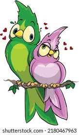 vector illustration of a lovely parrot couple