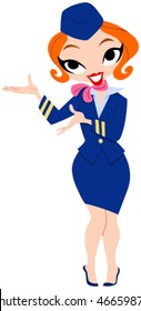 Vector illustration of a lovely stewardess