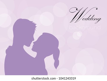 Vector illustration lovers. Silhouette of man and woman. Wedding background