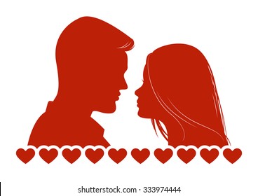Vector illustration of loving couple. 