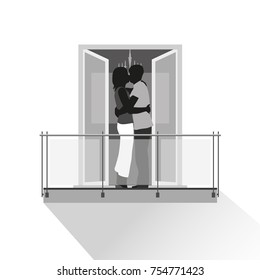 Vector illustration of a loving couple embracing each other