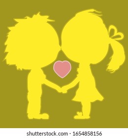 Sweet, Bright vector illustration. Loving couple with a kiss.