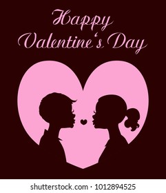 Vector illustration of loving couple silhouette with inscription