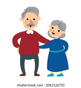 Vector illustration of a loving elderly couple Elderly couple in love Stock illustration of a loving elderly couple on a white background.