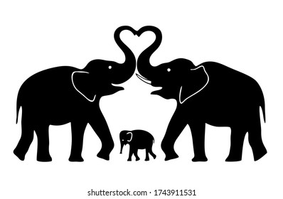 Vector illustration of loving Elephants Family