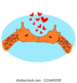 vector illustration of loving giraffes