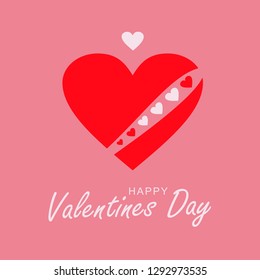 Vector illustration. Loving heart. Red heart with white caron from the heart. Happy Wedding Day. 