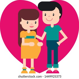Vector illustration of a loving young couple expecting a child.