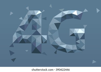 Vector illustration of low poly 4G icon