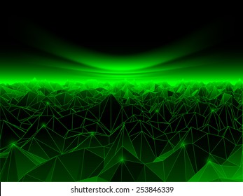 Vector illustration of low poly cyberspace background