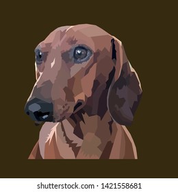 Vector illustration Low Poly Dachshund 