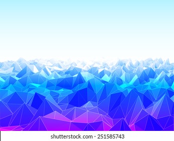 Vector illustration of low poly landscape with mountains