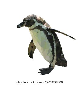 Vector illustration of low poly penguin. Geometric polygonal penguin silhouette.