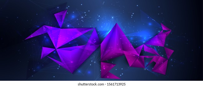 Vector illustration of a low poly, polygonal 3d design with colored triangles. EPS 10