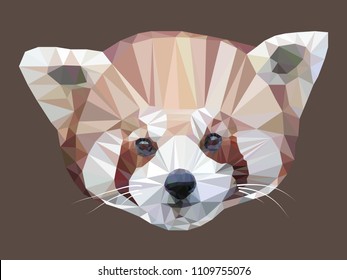 Vector illustration of low poly red panda. Geometric polygonal red panda portrait. Red panda triangles low poly vector
