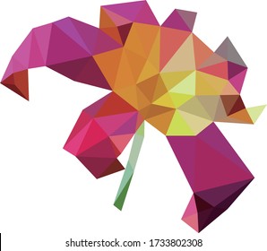 Vector illustration of a low poly style plant. Low poly design potted plant, Low poly abstract. Polygonal art style.