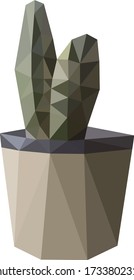 Vector illustration of a low poly style plant. Low poly design potted plant, Low poly abstract. Polygonal art style.