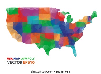 Vector illustration of low poly of usa map in white background