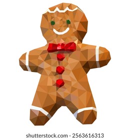 A vector illustration of low poly-styled gingerbread in white background