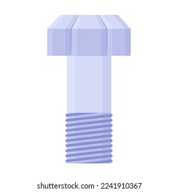 Vector illustration of low thread bolt. Cartoon side and top angle of hardware isolated on white. Construction concept