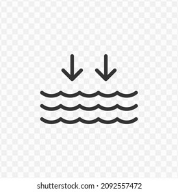 Vector illustration of low tide icon in dark color and transparent background(png).