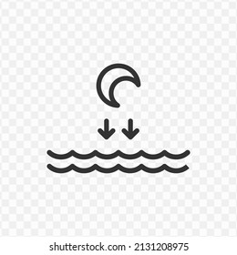 Vector illustration of low tide icon in dark color and transparent background(png).