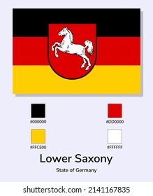 Vector Illustration of Lower Saxony State of Germany flag isolated on light blue background. As close as possible to the original. ready to use, easy to edit. 
