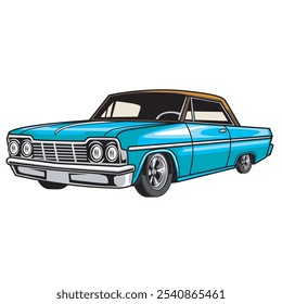 Ilustración vectorial de Lowrider Car con ilustración detallada de Antiguas