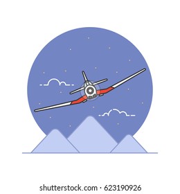 Vector illustration of a low-wing monoplane on white background. Aviation topic.