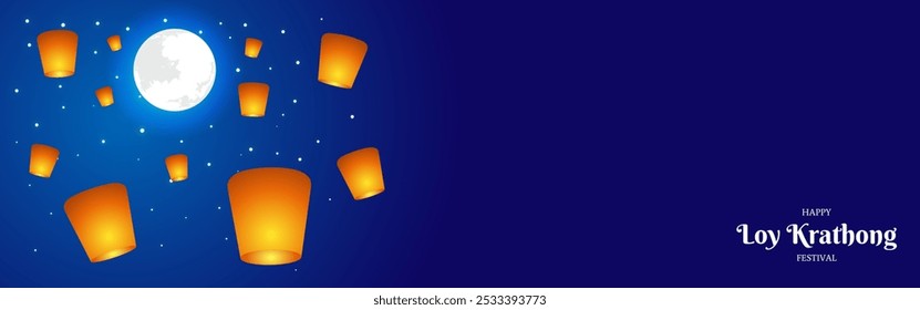 Vector illustration of Loy Krathong Festival social media template