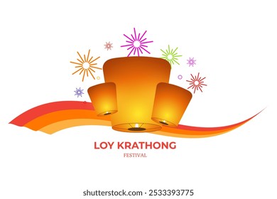 Vector illustration of Loy Krathong Festival social media template