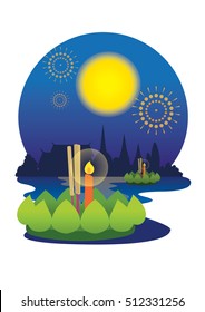 Vector Illustration Loy Krathong festival in Thailand