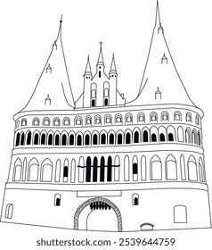 vector illustration. Lubeck, Germany. Can be used for postcard, website, book.