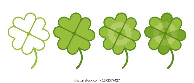 Vector illustration of a lucky clover. Vector set lucky clover on wooden background