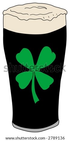 vector illustration of a lucky Irish pint of beer