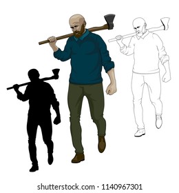 Vector Illustration Of Lumberjack. Axman 002