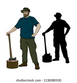 Vector Illustration Of Lumberjack. Axman