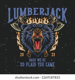 vector illustration lumberjack bash we’re so plaid you came for t shirt design