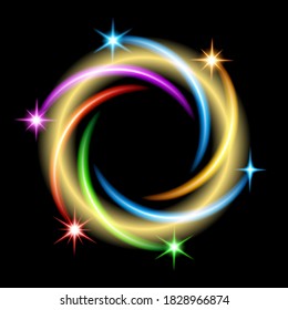 Vector illustration luminous frame circle of rainbow radiance