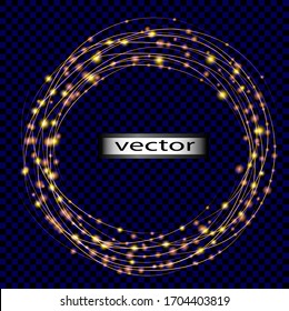 Vector illustration of a luminous round gold pattern isolated on a transparent background