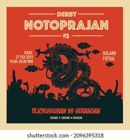 Vector Illustration Lunar New Year Party Night Poster. Dragon poster for celebrating a party. Football competition. Soccer. Red Dragon.
