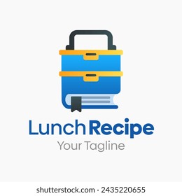 Vector Illustration for Lunch Recipe Logo: A Design Template Merging Concepts of a Book and Lunch Box Shape