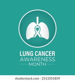 Vector illustration of Lung cancer awareness month is November. Calligraphy white ribbon and  gradient lung. Banner poster, flyer and background design template.