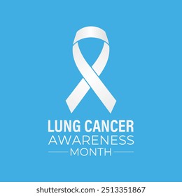 Vector illustration of Lung cancer awareness month is November. Calligraphy white ribbon and  gradient lung. Banner poster, flyer and background design template.