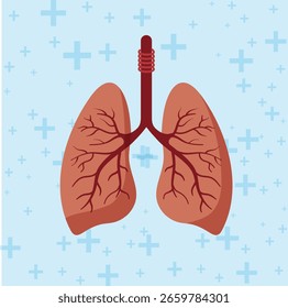 Ilustración vectorial de diseño de Anuncio aislado de pulmón en fondo médico azul claro