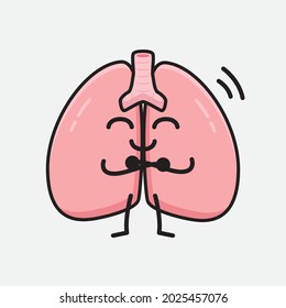 Vector Illustration of Lungs Character with cute face and simple body line drawing on isolated background