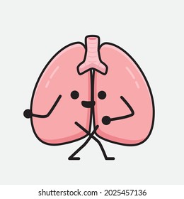 Vector Illustration of Lungs Character with cute face and simple body line drawing on isolated background